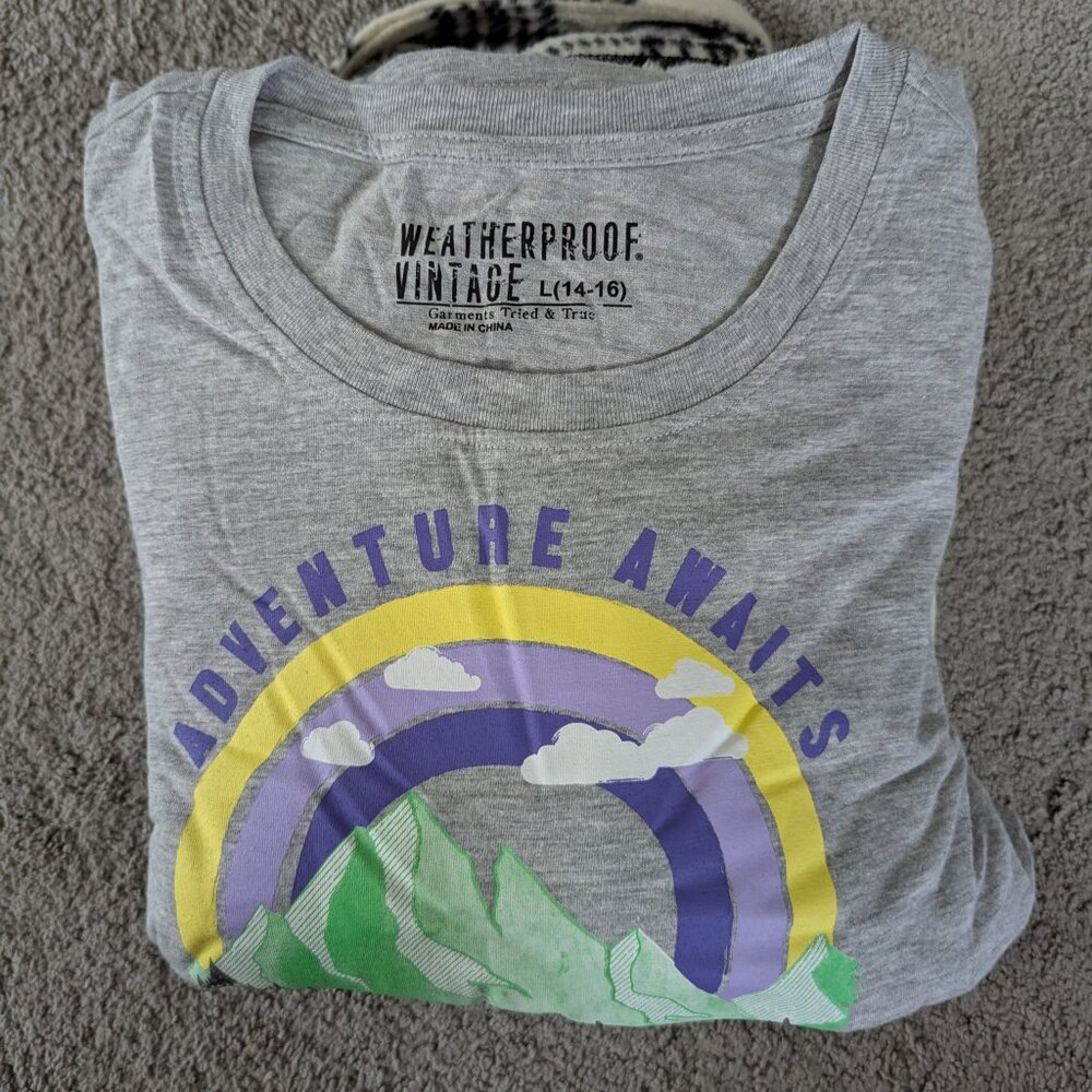 NWT! Weatherproof Vintage Girls 2-piece Fleece Button Up + T-Shirt Set, 14/16